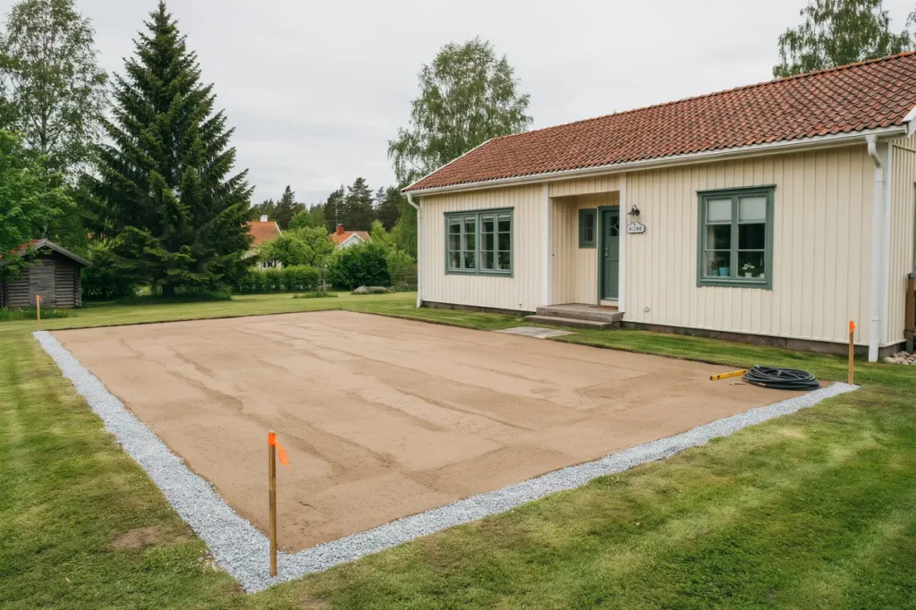markberedning och justering inf r poolomr de i alsike knivsta